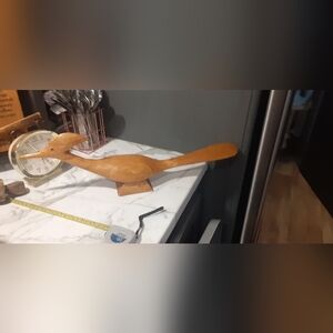 Adorable Retro/Mid-century Wooden Roadrunner Figurine-perfect condition-signed